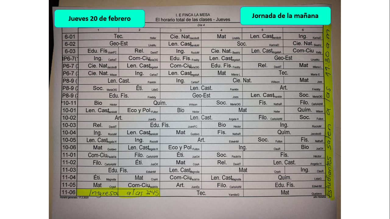 20 febrero...jornada de la mañana